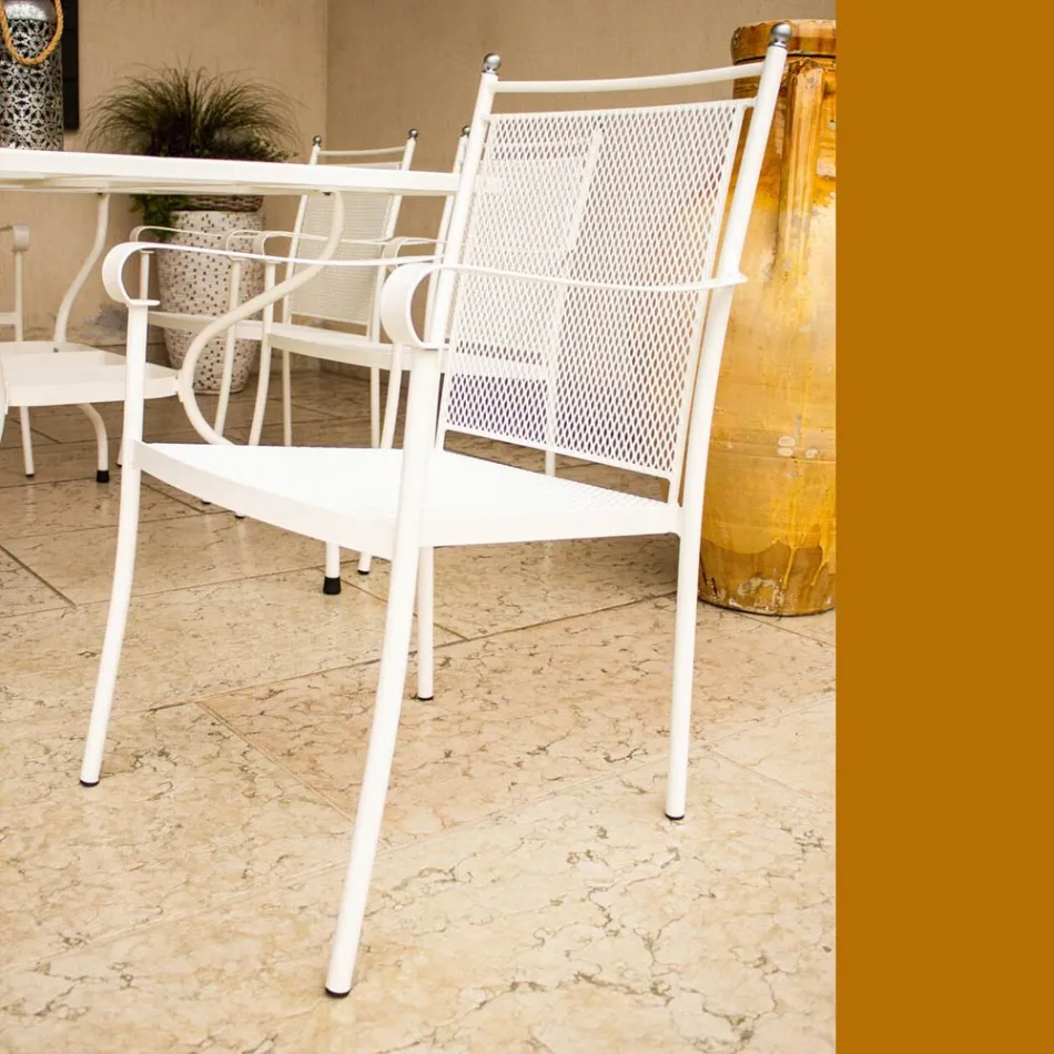 2 fotolii de grădină din metal cu design clasic, fabricate în Italia - Solis Viadurini