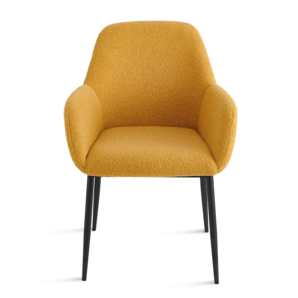 2 fotolii din material textil Bouclè în culori diferite și cadru metalic - Teodora Viadurini