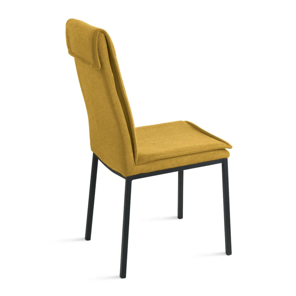 2 Scaune Tapițate din Material Textil Colorat și Cadru Metalic - Fabrizio Viadurini