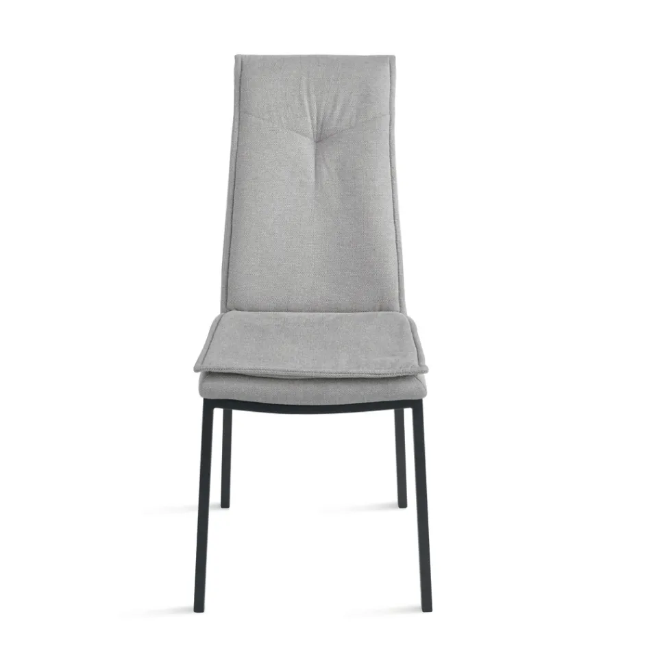 2 Scaune Tapițate din Material Textil Colorat și Cadru Metalic - Fabrizio Viadurini