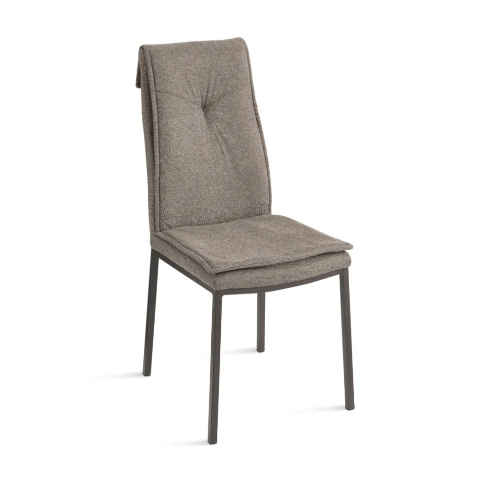 2 Scaune Tapițate din Material Textil Colorat și Cadru Metalic - Fabrizio Viadurini