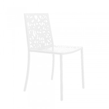 2 scaune cu design modern, sculptate cu laser, din metal alb - Patatix