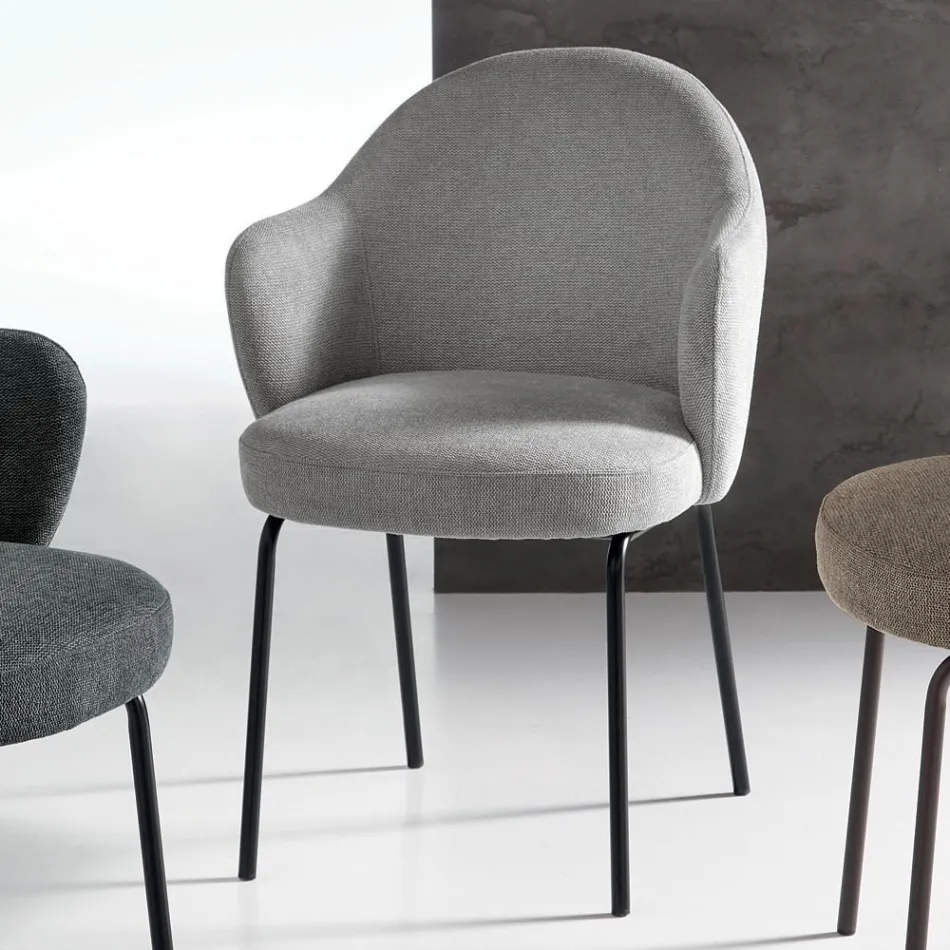 2 Scaune din Material Textil cu Șezut cu Arcuri și Cadru Metalic - Alighieri Viadurini