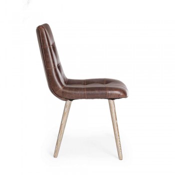2 scaune moderne în stil industrial, acoperite în piele de mătase Homemotion - Riella