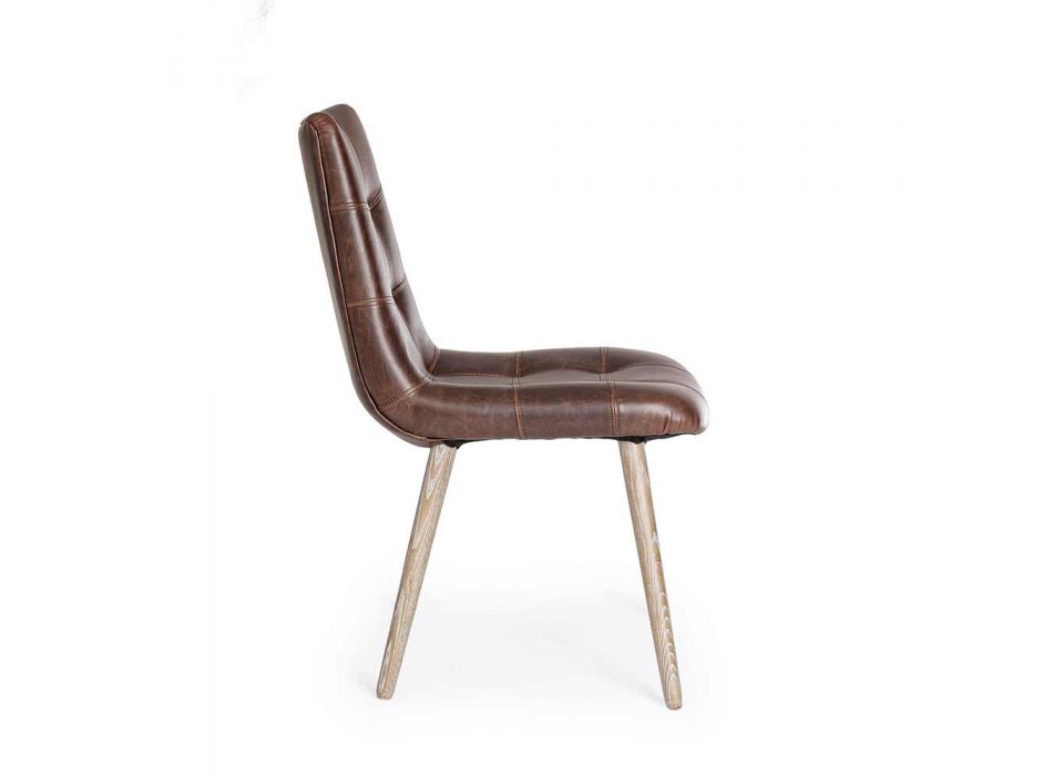 2 scaune moderne în stil industrial, acoperite în piele de mătase Homemotion - Riella Viadurini