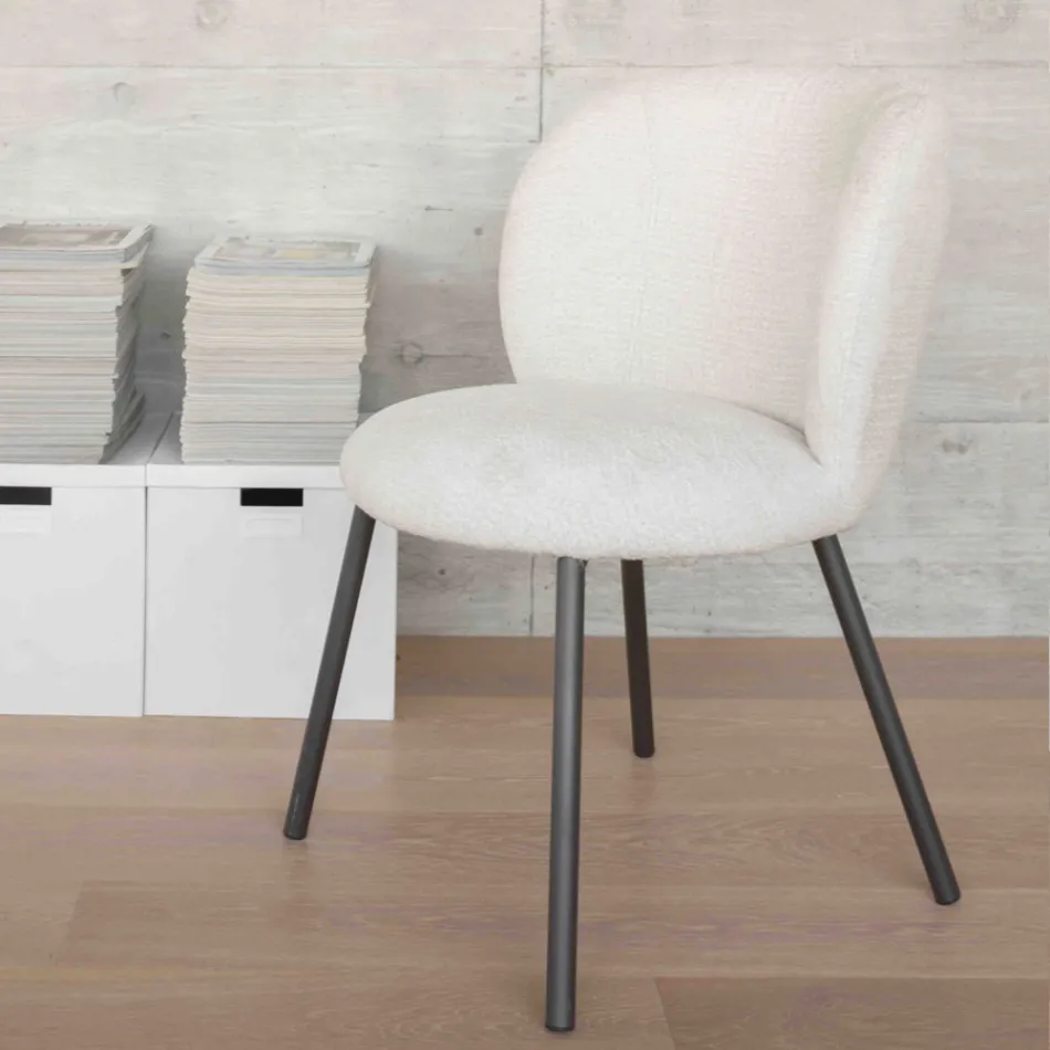 2 scaune din metal grafit cu șezut din material textil Bliss - Lunea Viadurini