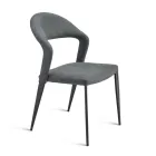 2 Scaune Tapițate cu Piele Ecologică Colorată și Bază Metalică Vopsită - Boccaccio Viadurini