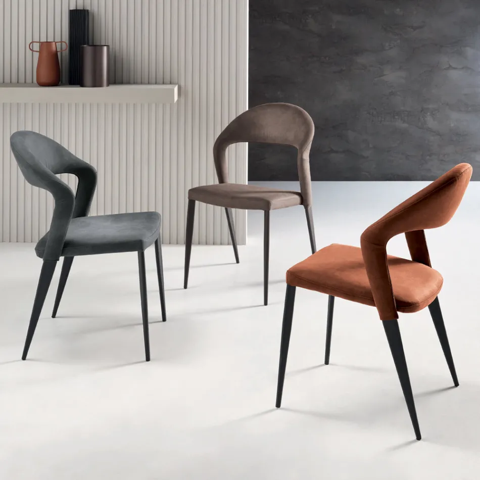 2 Scaune Tapițate în Piele Ecologică Colorată și Bază Metalică Vopsită - Boccaccio Viadurini