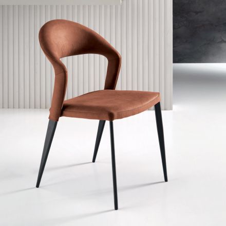 2 Scaune Tapițate în Piele Ecologică Colorată și Bază Metalică Vopsită - Boccaccio Viadurini