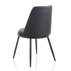 2 scaune moderne de sufragerie în piele și metal negru mat - Frizzi Viadurini