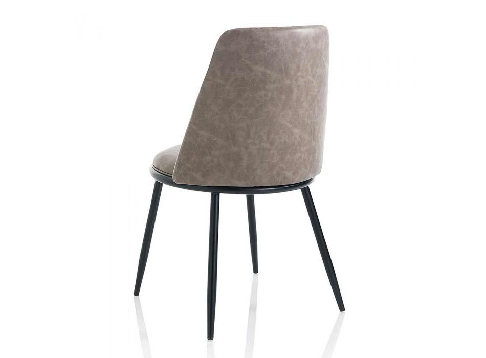 2 scaune moderne de sufragerie în piele și metal negru mat - Frizzi Viadurini