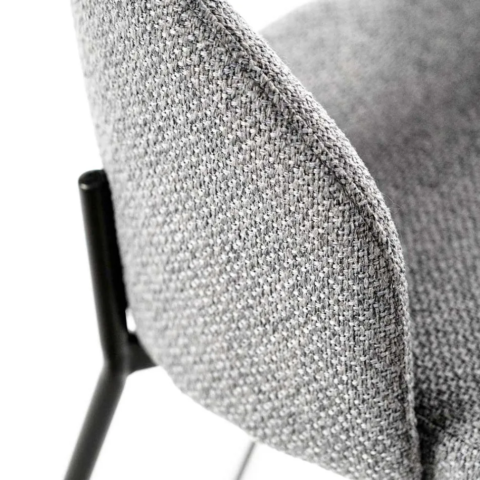 2 taburete de interior cu sezut si spatar din stofa si picioare metalice - plaja Viadurini