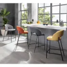 2 taburete de interior cu sezut si spatar din stofa si picioare metalice - plaja Viadurini