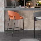 2 taburete de interior cu sezut si spatar din stofa si picioare metalice - plaja Viadurini
