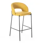 2 taburete de interior cu sezut si spatar din stofa si picioare metalice - plaja Viadurini