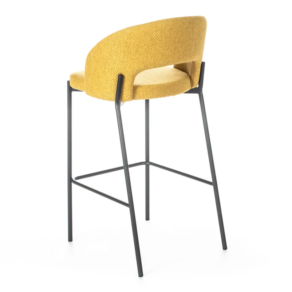 2 taburete de interior cu sezut si spatar din stofa si picioare metalice - plaja Viadurini