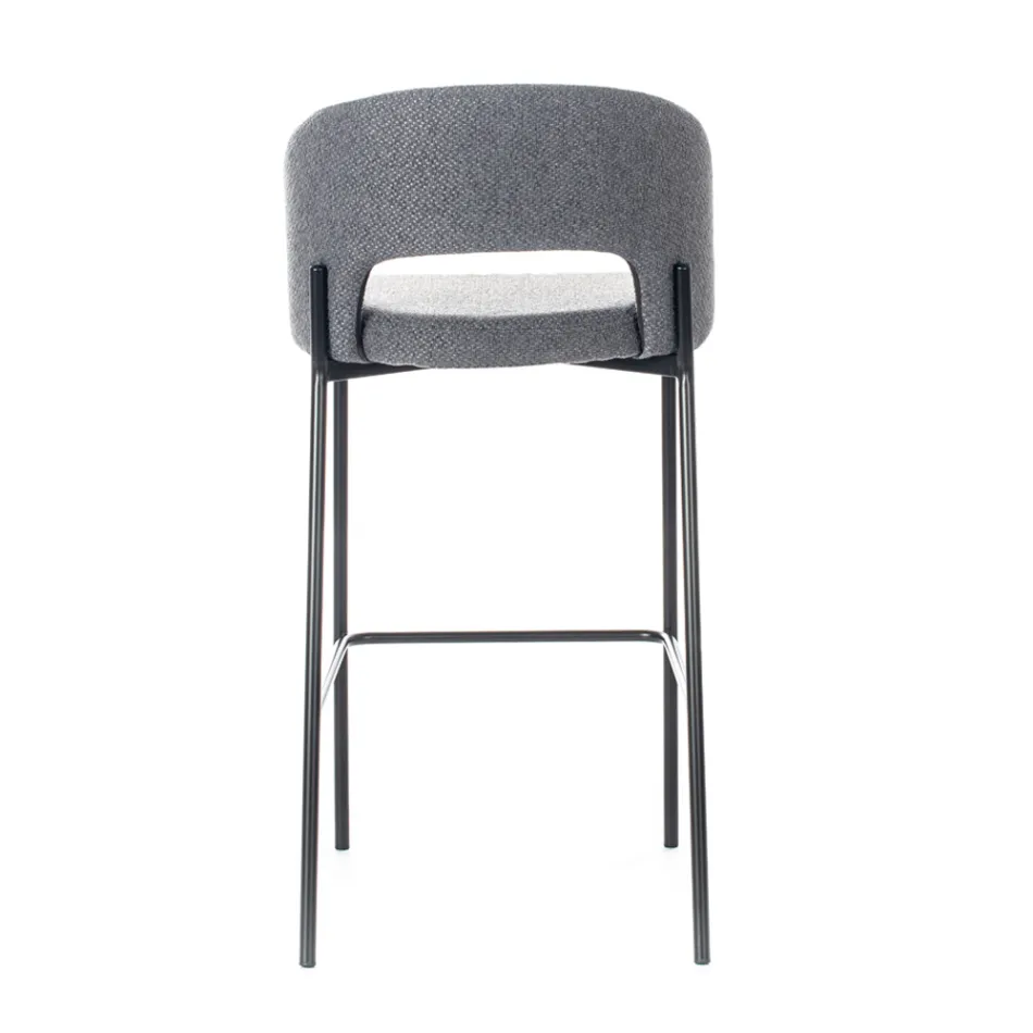 2 taburete de interior cu sezut si spatar din stofa si picioare metalice - plaja Viadurini