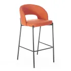 2 taburete de interior cu sezut si spatar din stofa si picioare metalice - plaja Viadurini