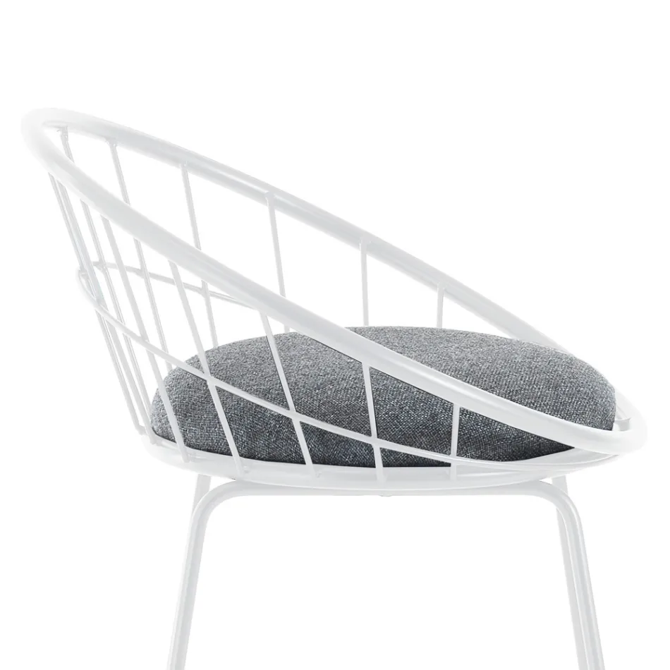 2 taburete capitonate și structură din oțel în diferite finisaje - Torio Viadurini