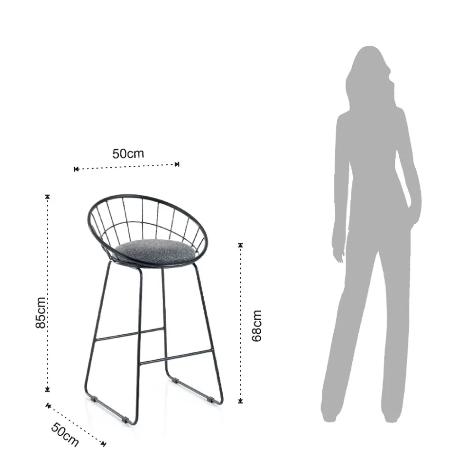 2 taburete capitonate și structură din oțel în diferite finisaje - Torio Viadurini