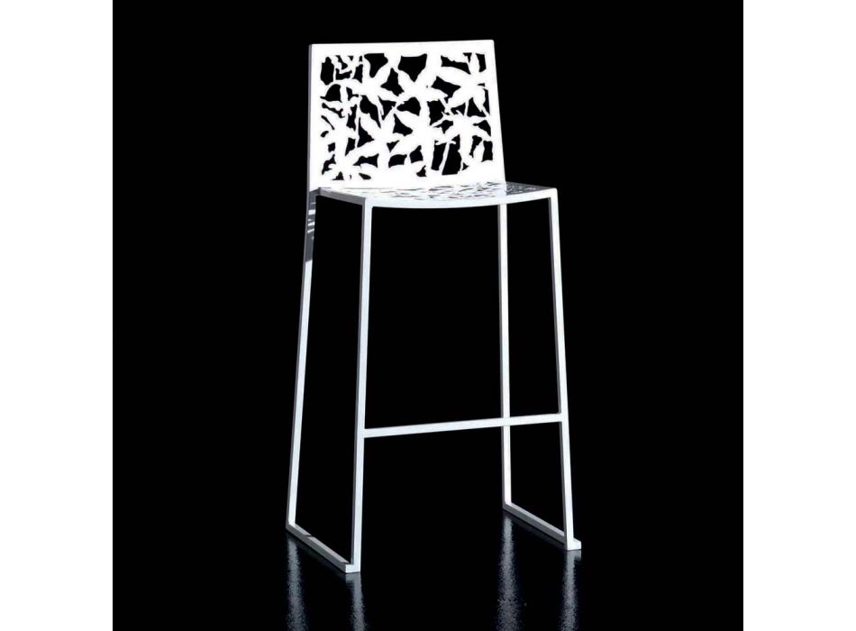 2 scaune în metal alb, tăiate cu laser, cu design scăzut sau înalt - Patatix