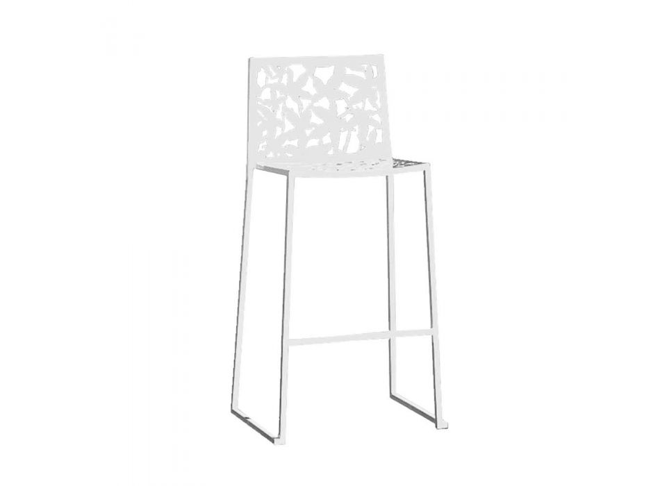 2 scaune în metal alb, tăiate cu laser, cu design scăzut sau înalt - Patatix Viadurini