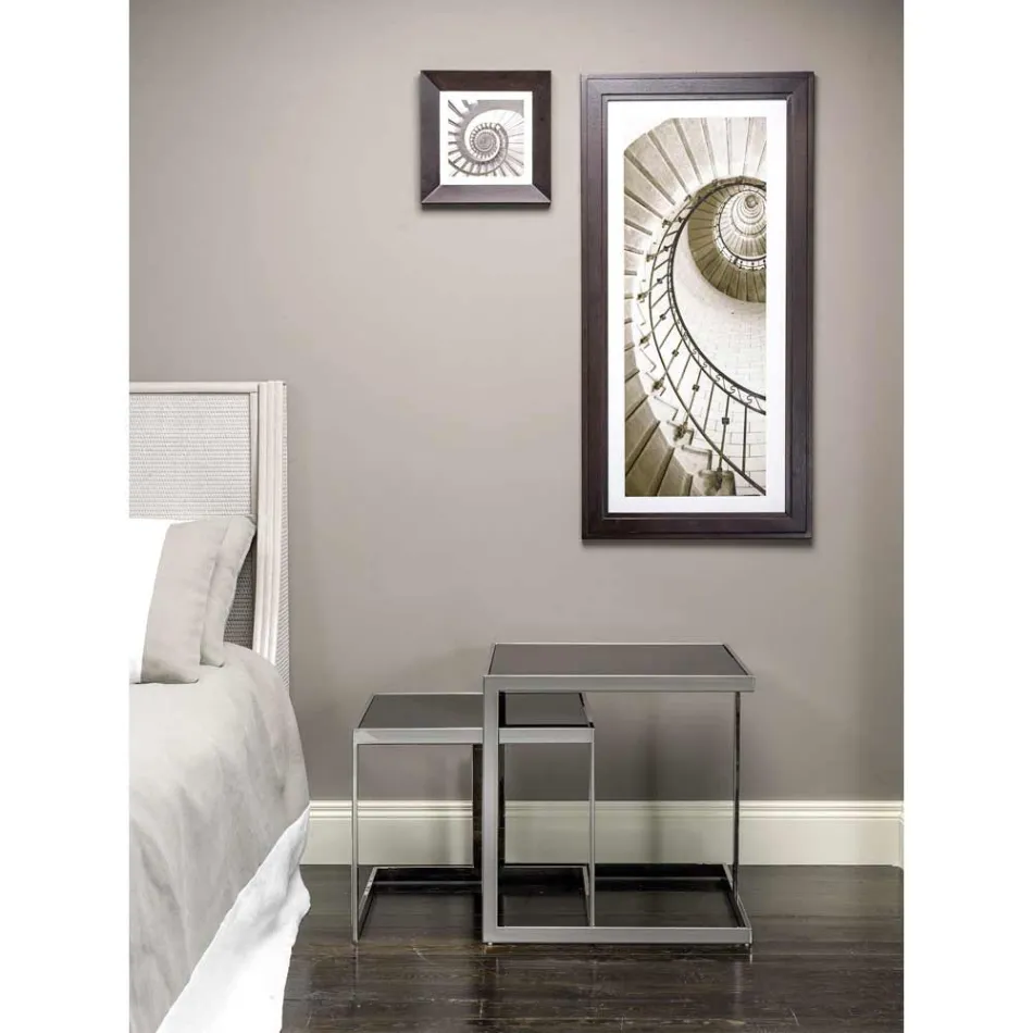 Design 2 mese moderne din oțel inoxidabil cu capac de sticla Bubbi Viadurini