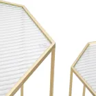 2 Mese telefonice din Fier Auriu si Blat din Sticla - Pope Viadurini