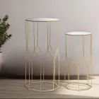 2 Mese telefonice din Fier Auriu si Blat din Sticla - Pope Viadurini