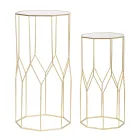 2 Mese telefonice din Fier Auriu si Blat din Sticla - Pope Viadurini