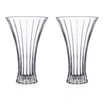 2 vase de decorare de design în cristal transparent transparent decorat de lux - Senzatempo Viadurini