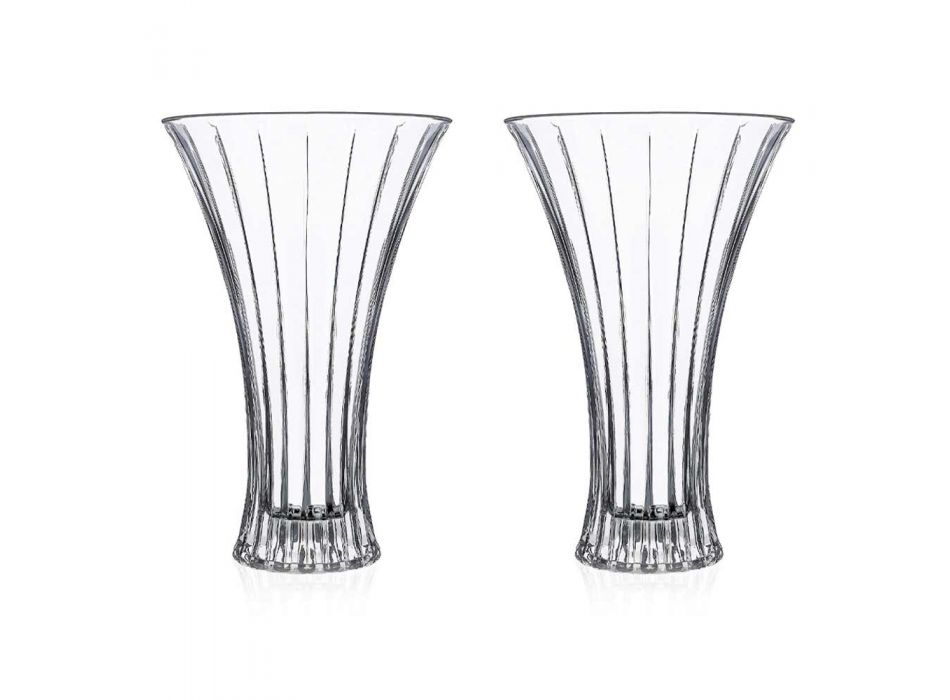 2 vase de decorare de design în cristal transparent transparent decorat de lux - Senzatempo