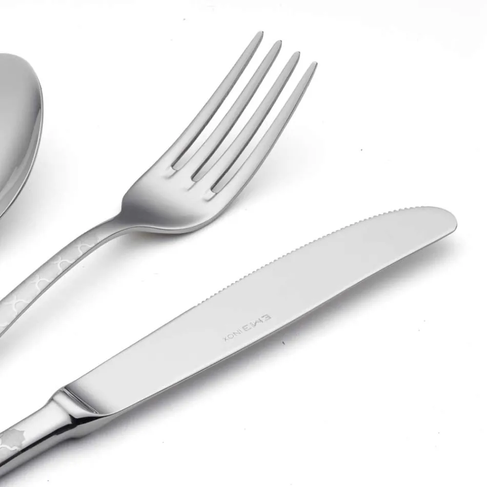 24 tacâmuri din oțel inoxidabil cu decor laser Damasc de design modern - Tantasa Viadurini