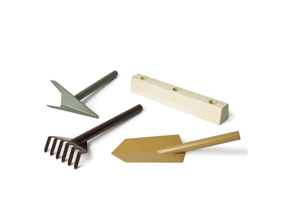 3 Instrumente de grădinărit din metal cu bază din lemn Made in Italy - Grădină Viadurini