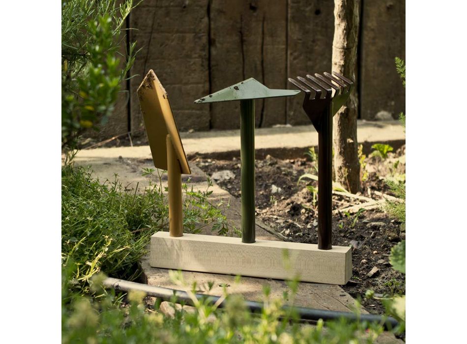 3 Instrumente de grădinărit din metal cu bază din lemn Made in Italy - Grădină