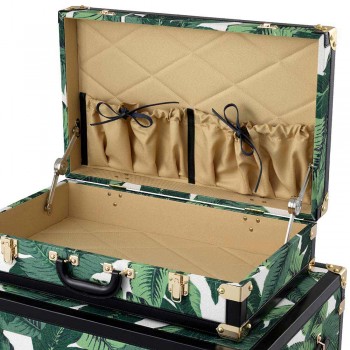 3 portbagaje de design din MDF și țesătură cu detalii efect piele neagră - Amazonia