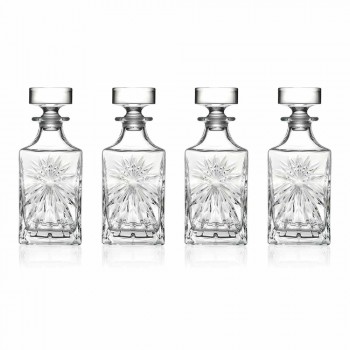 4 sticle de whisky cu design de pătrat Eco Crystal Cap - Daniele