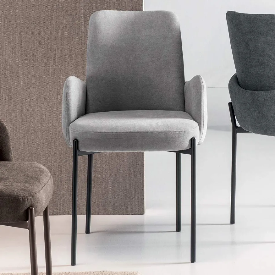 4 fotolii din material textil colorat și cadru metalic vopsit - Lamberta Viadurini