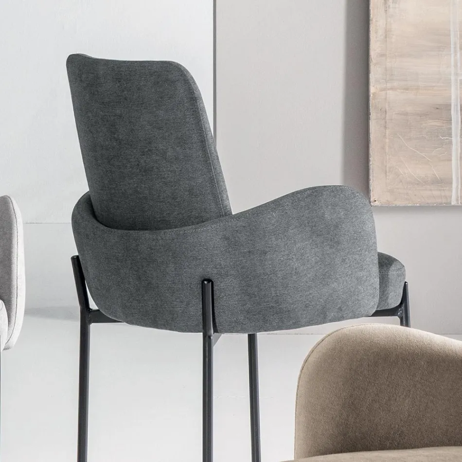 4 fotolii din material textil colorat și cadru metalic vopsit - Lamberta Viadurini