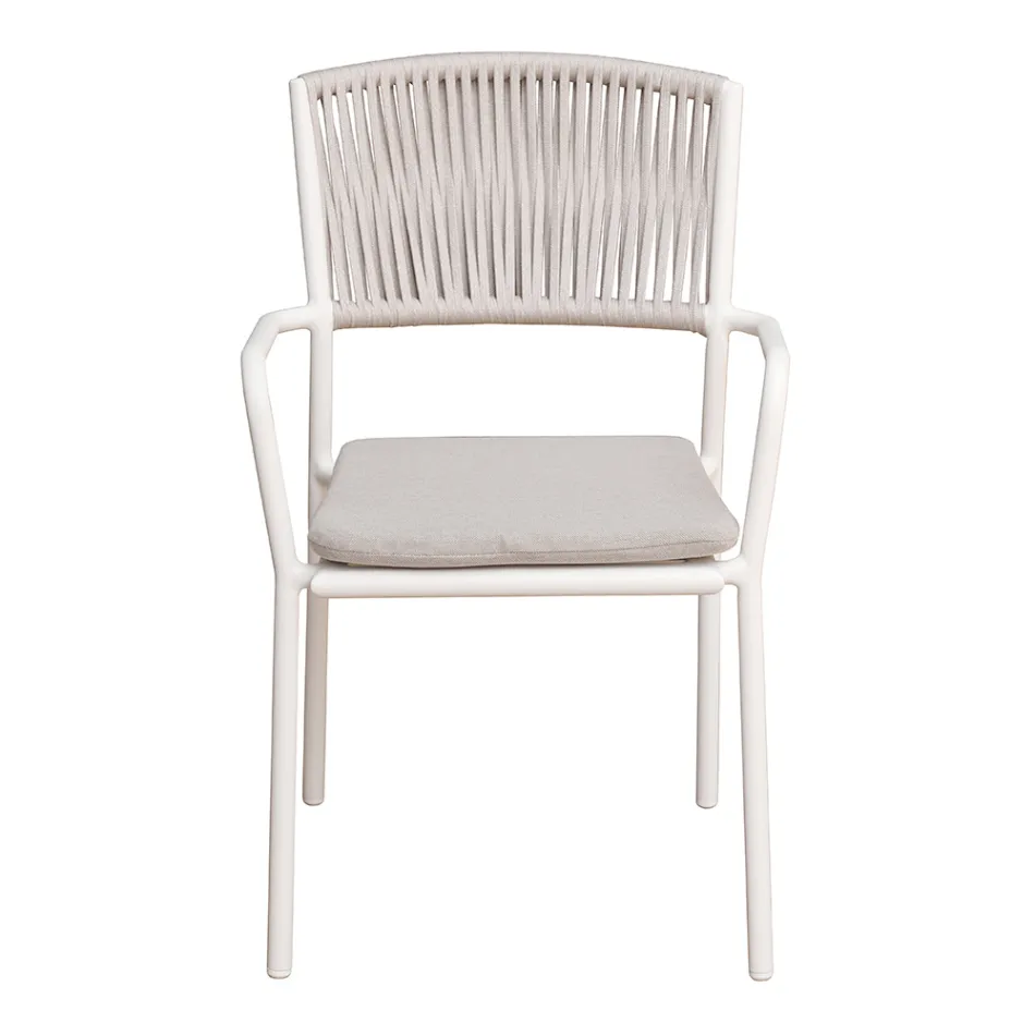 4 scaune de grădină stivuibile din aluminiu și frânghie - Lunaris Viadurini