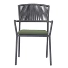 4 scaune de grădină stivuibile din aluminiu și frânghie - Lunaris Viadurini