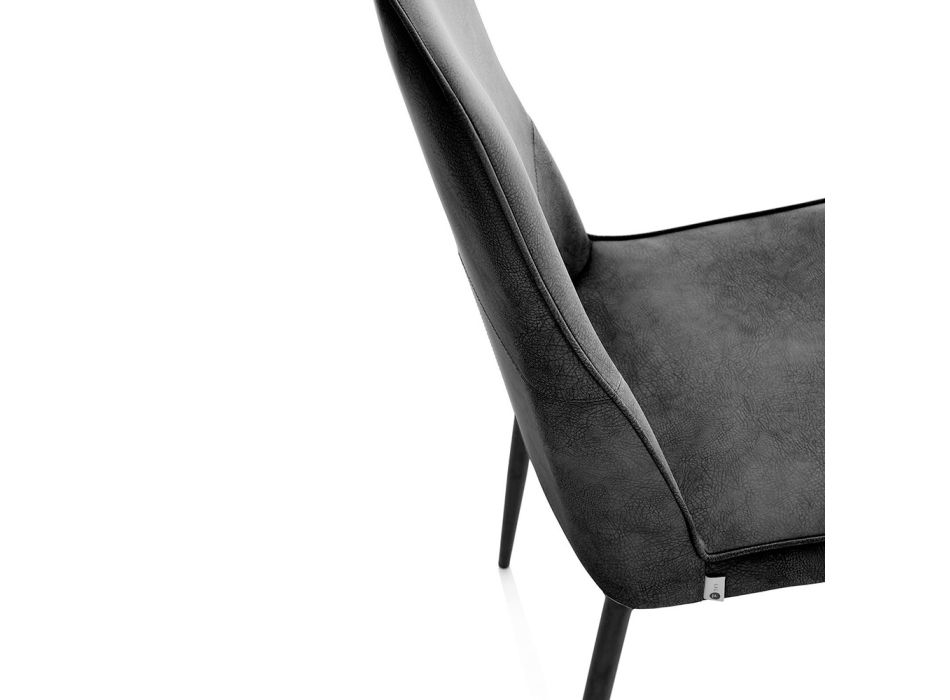 4 Scaune cu scaun din imitație din piele și picioare metalice - Tariq Viadurini
