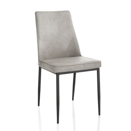 4 Scaune cu scaun din piele artificiala si picioare metalice - Tariq Viadurini