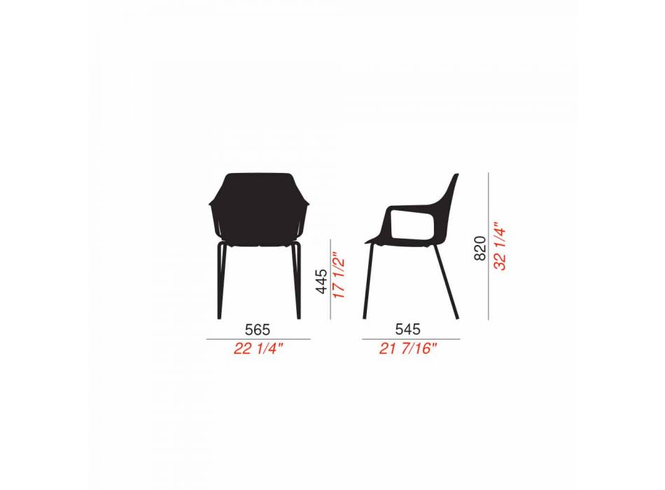 4 scaune în aer liber în polipropilenă și metal fabricate în Italia - Carlene Viadurini