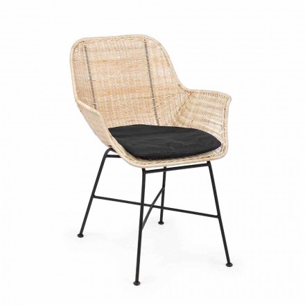 4 scaune de exterior în răchită țesută și oțel Homemotion - Berecca Viadurini