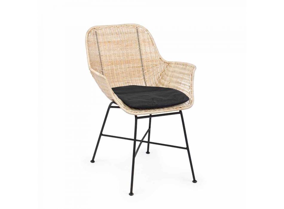 4 scaune de exterior în răchită țesută și oțel Homemotion - Berecca Viadurini