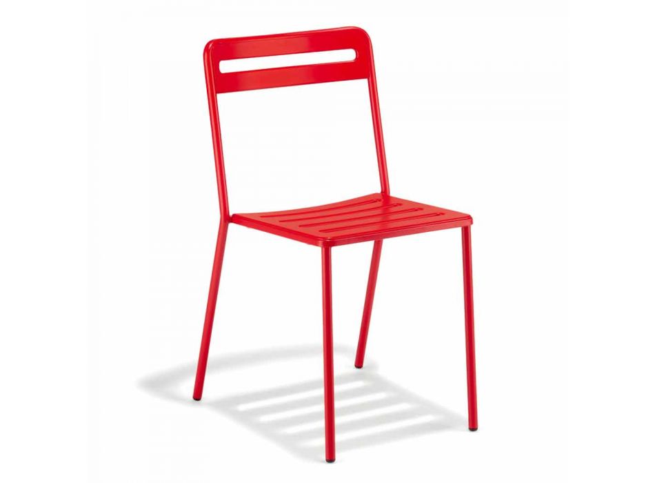4 scaune în aer liber din metal, stivuibile, realizate în Italia - Yolonda Viadurini