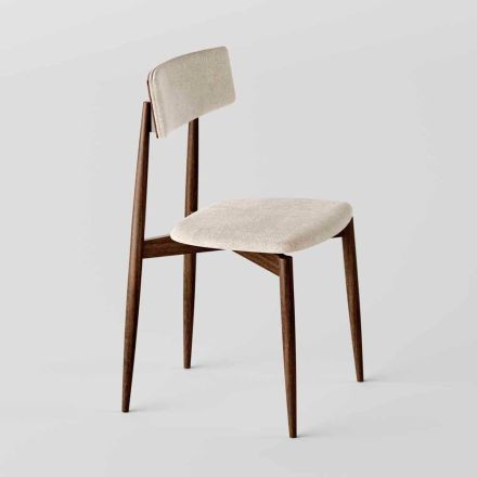 4 scaune de sufragerie din lemn masiv de frasin și stofa Made in Italy - Sulu Viadurini