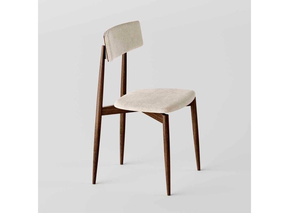 4 scaune de sufragerie din lemn masiv de frasin și stofa Made in Italy - Sulu Viadurini