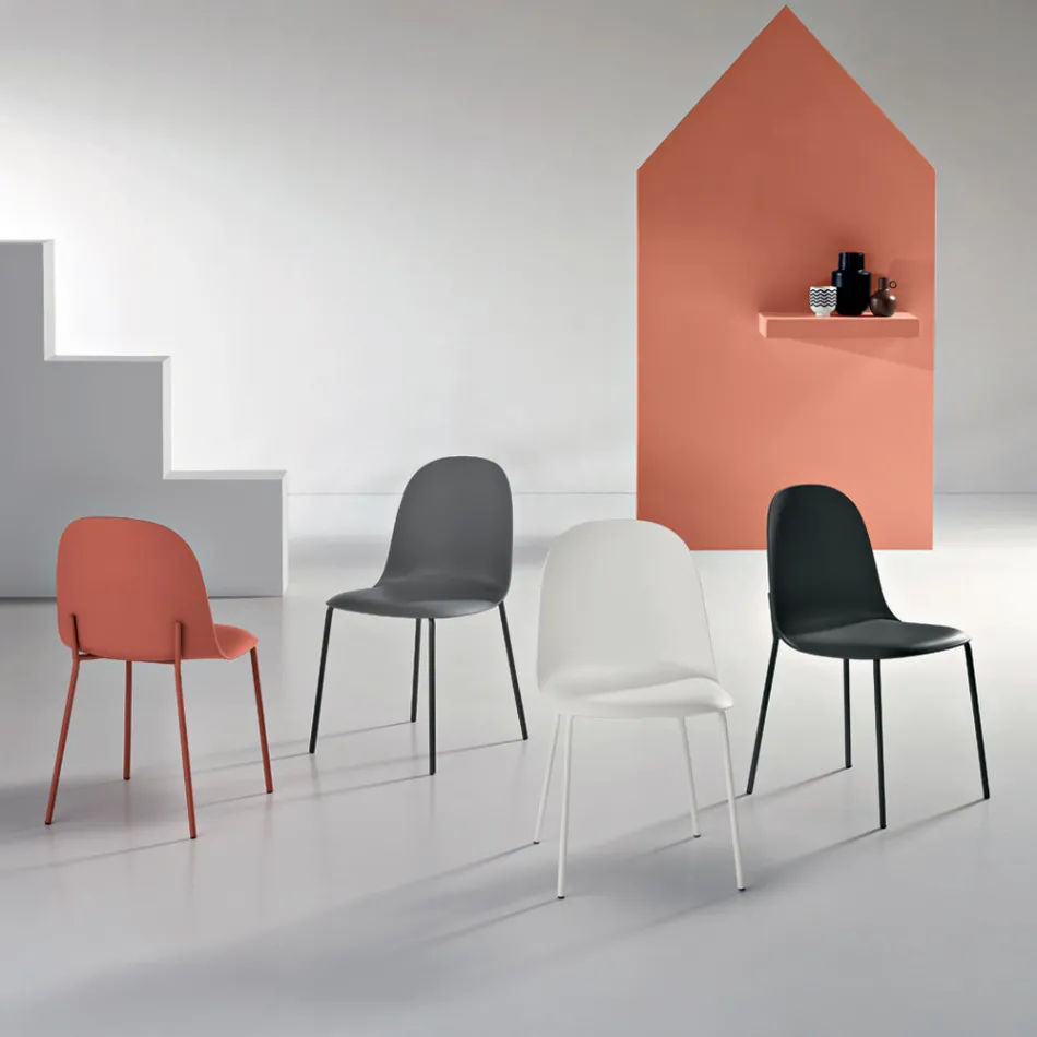 4 scaune de living din polipropilenă cu cadru metalic - Dinamo Viadurini